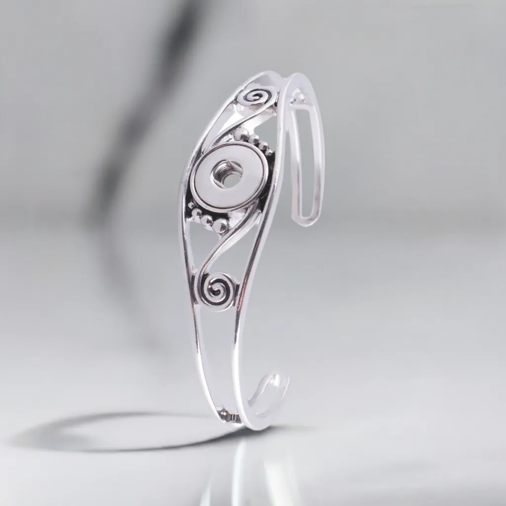 Petite Silver Tone Swirl Cuff Bracelet