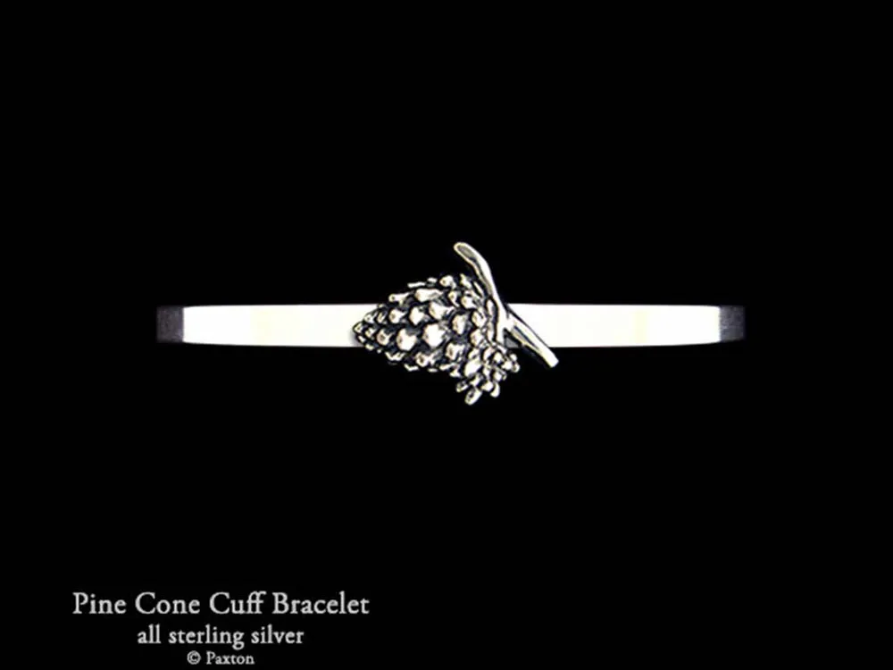 Pine Cone Cuff Bracelet Sterling Silver