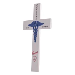 Pine Ridge Large Nursing Is A Work Of Heart Hanging Cross Home Decor, Wall Crosses for Church And Office, Cross with Inspirational Word Phrases- 12.25"