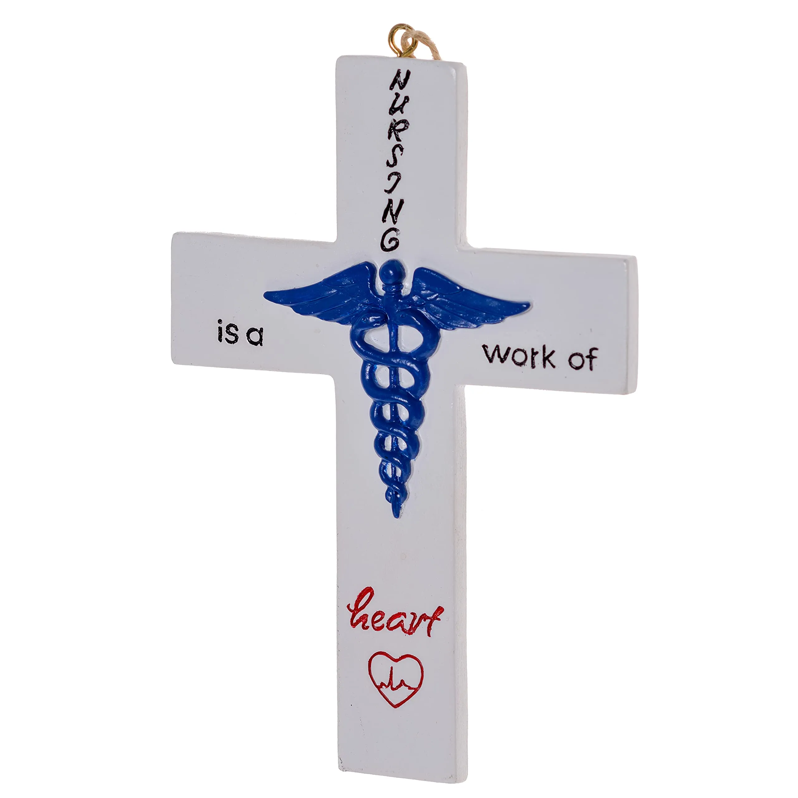 Pine Ridge Nursing Is A Work Of Heart Hanging Cross Home Decor, Wall Crosses for Church And Office, Catholic Crucifix with Inspirational Word Phrases 4x6"