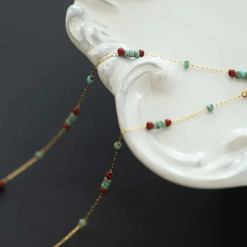 Pine Stone Glass Bead Necklace