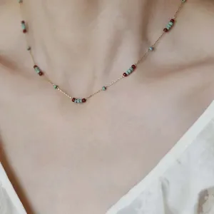 Pine Stone Glass Bead Necklace
