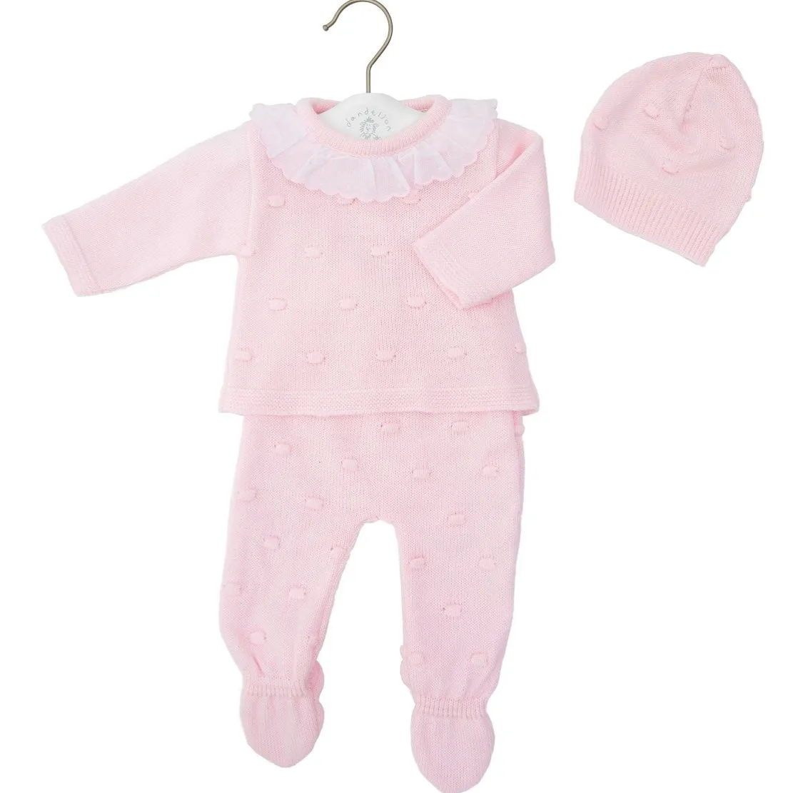 Pink Bobble 3 Piece Set & Hat