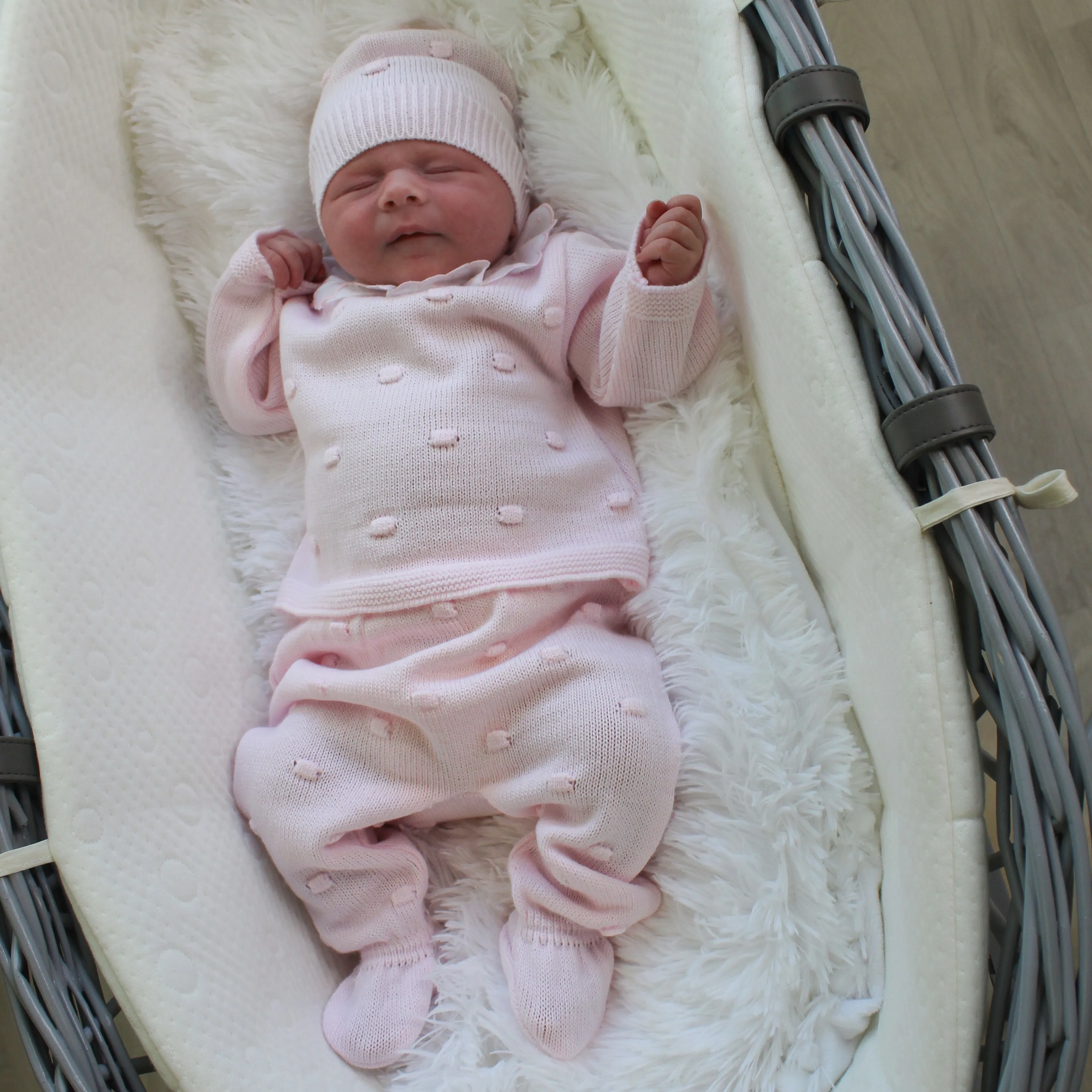 Pink Bobble 3 Piece Set & Hat