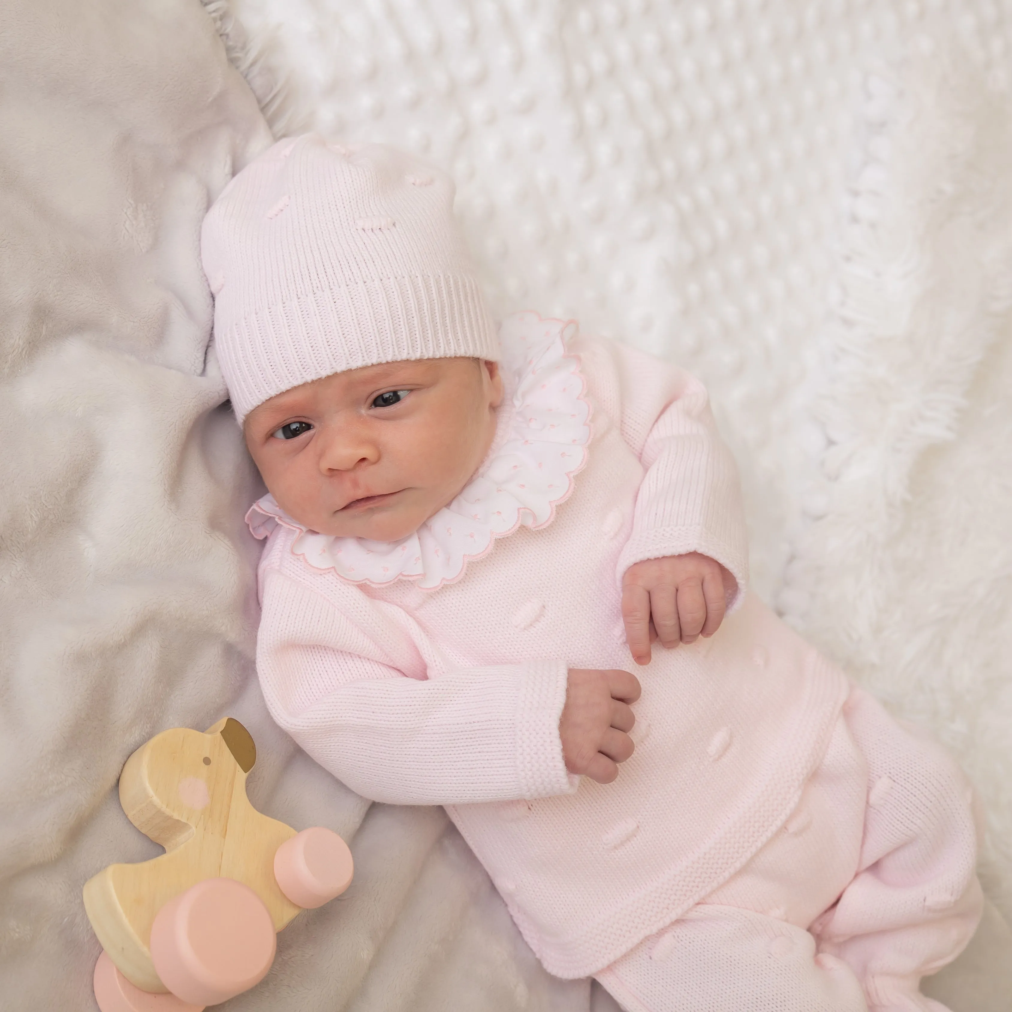 Pink Bobble 3 Piece Set & Hat