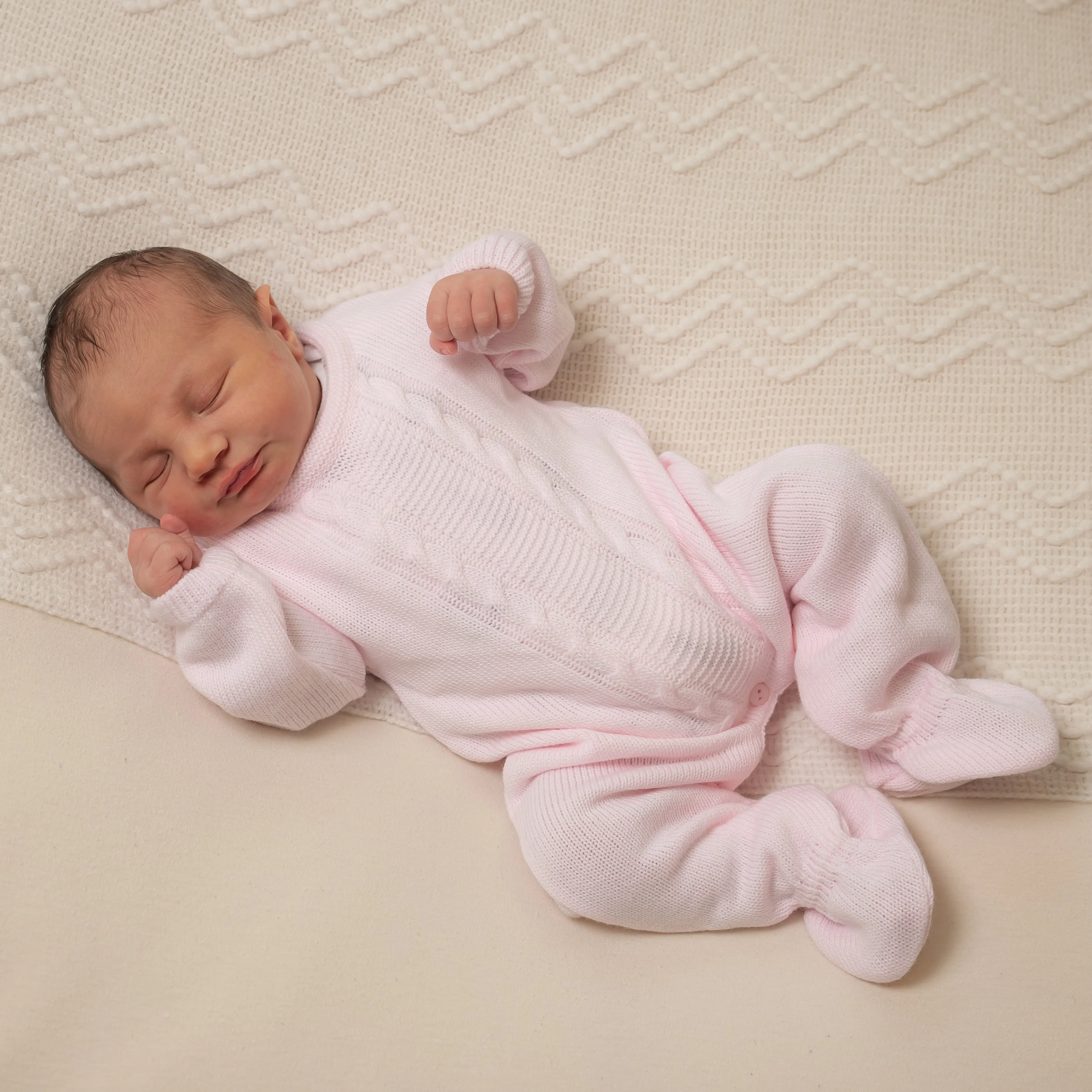 Pink Cable Knitted Onesie