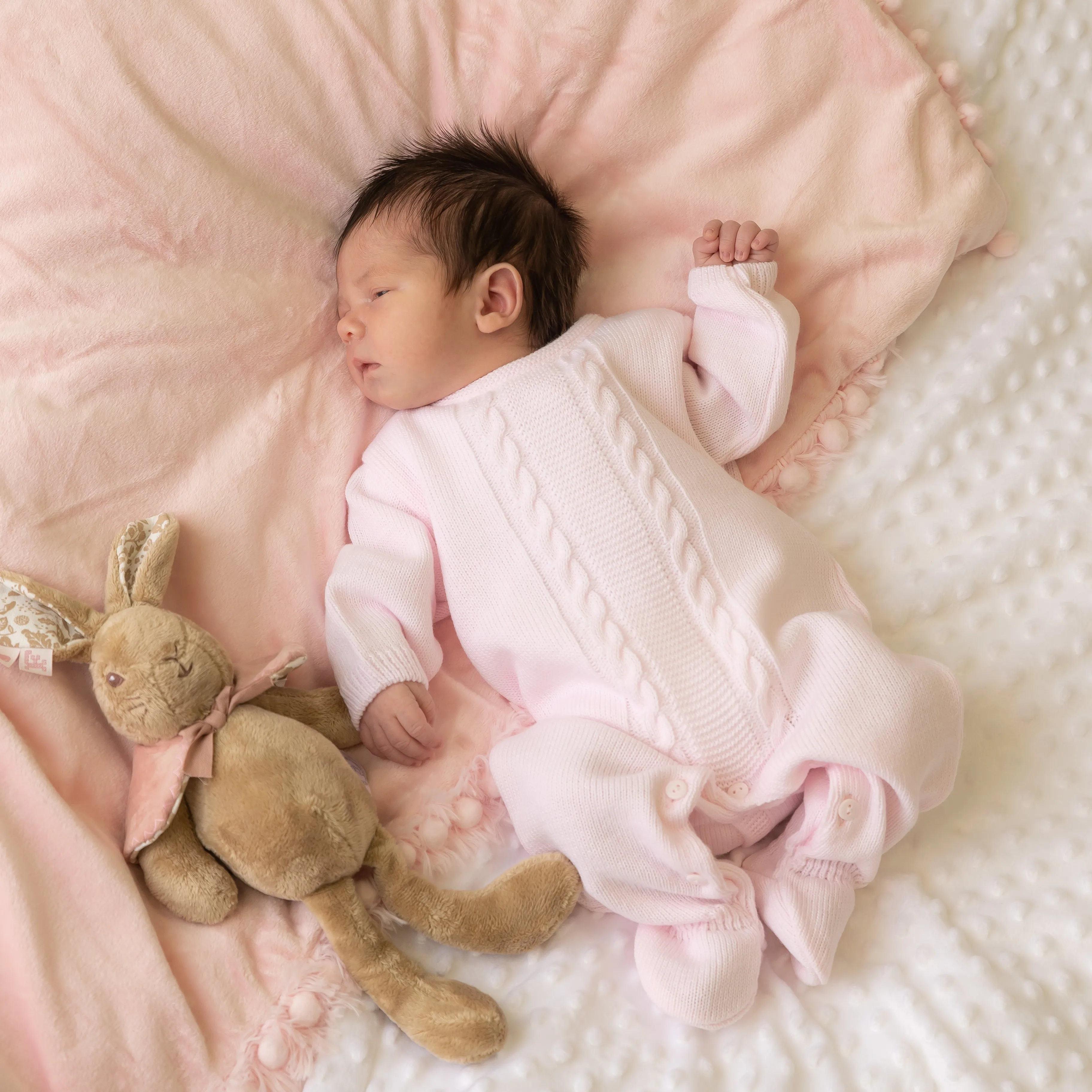 Pink Cable Knitted Onesie