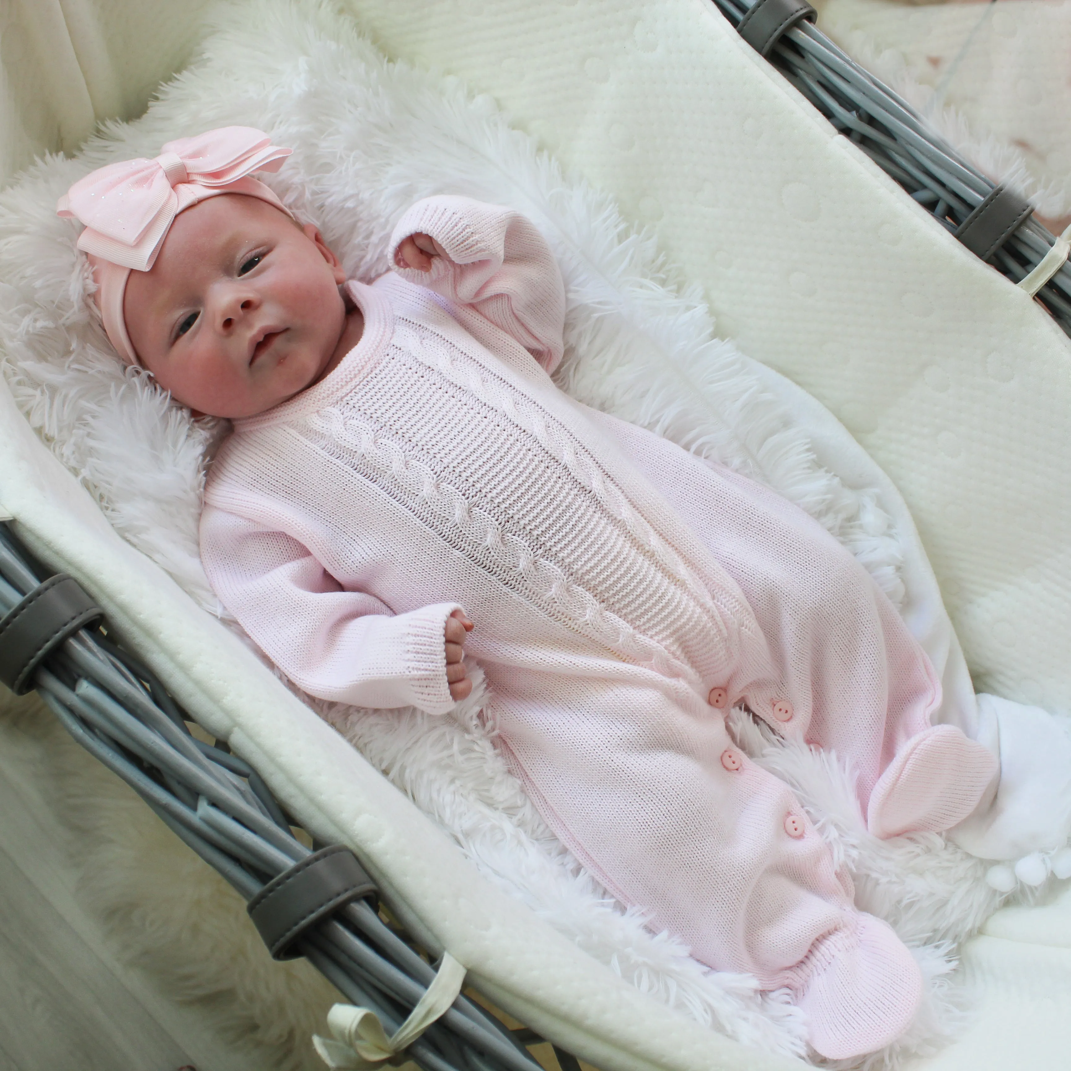 Pink Cable Knitted Onesie