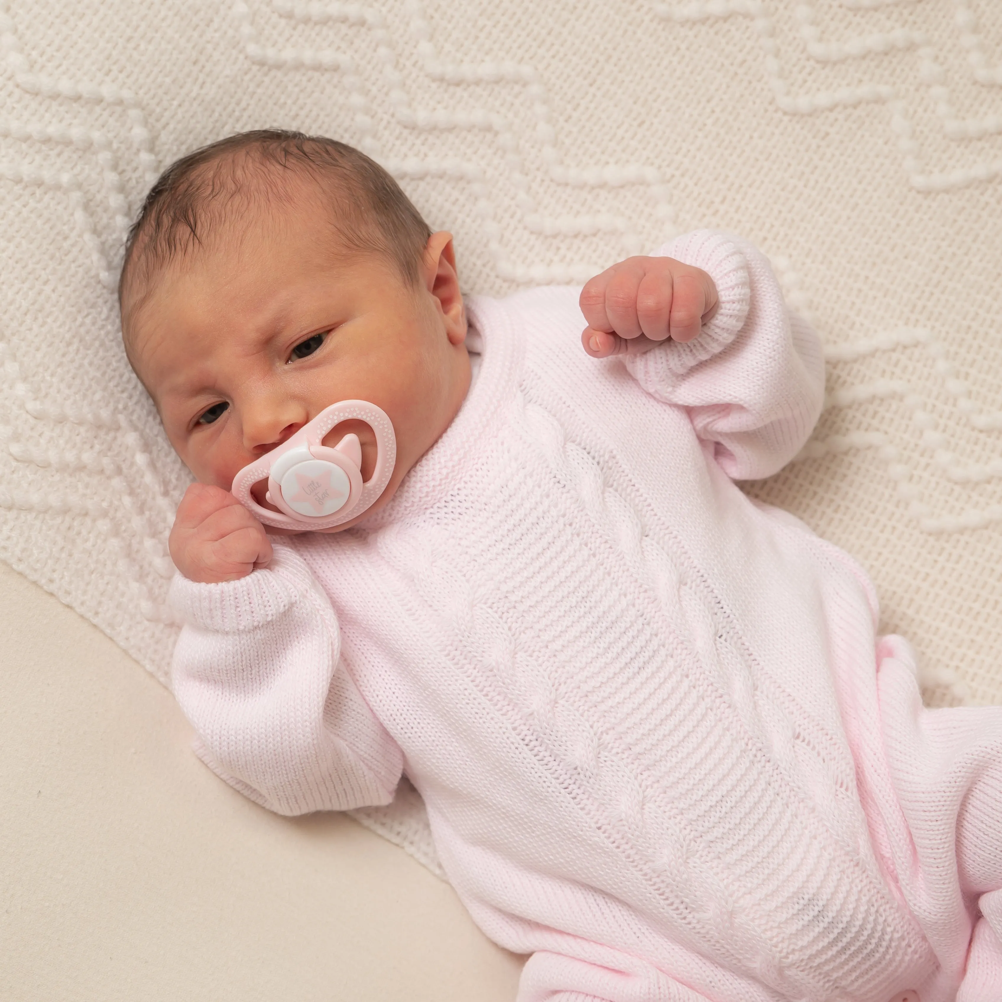 Pink Cable Knitted Onesie