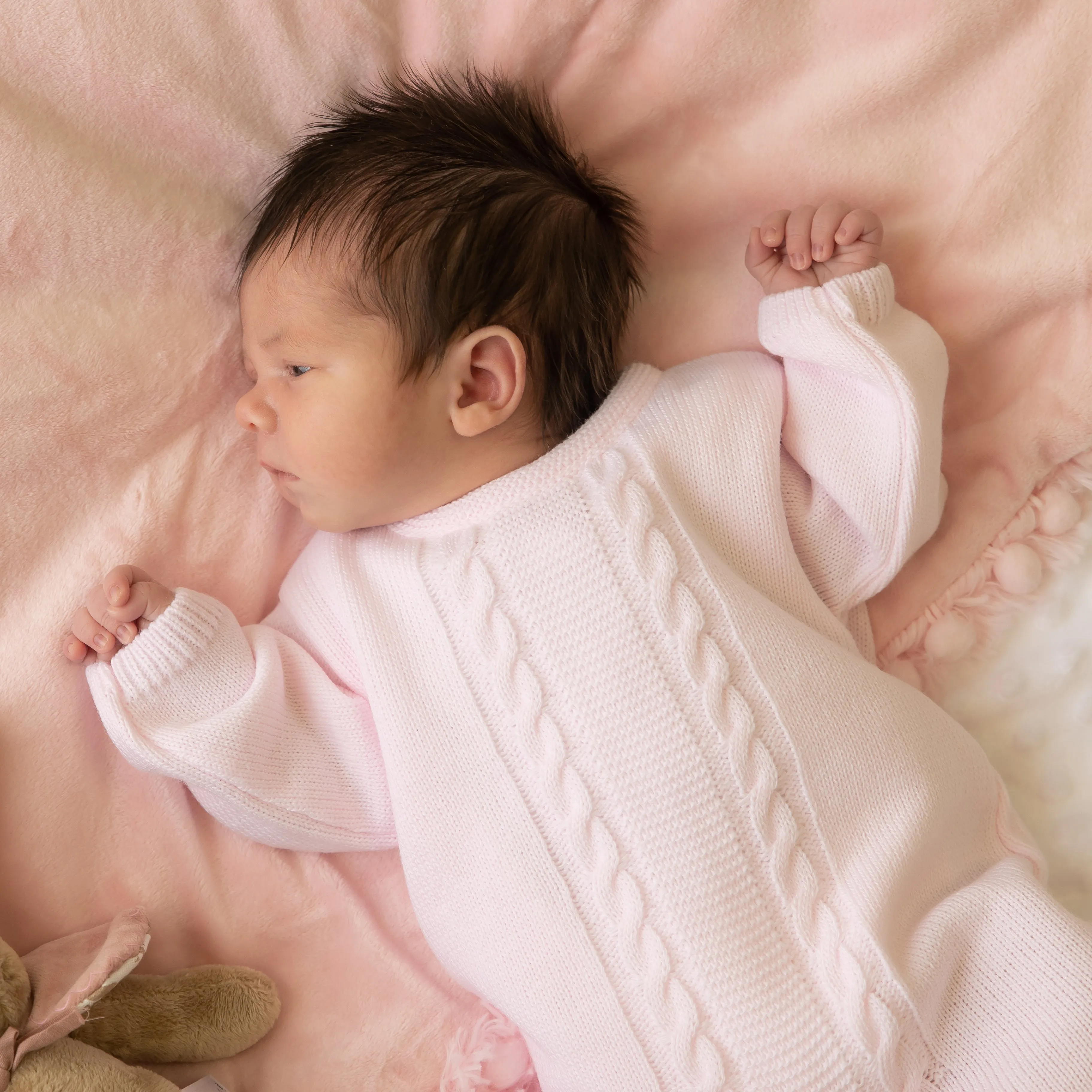 Pink Cable Knitted Onesie