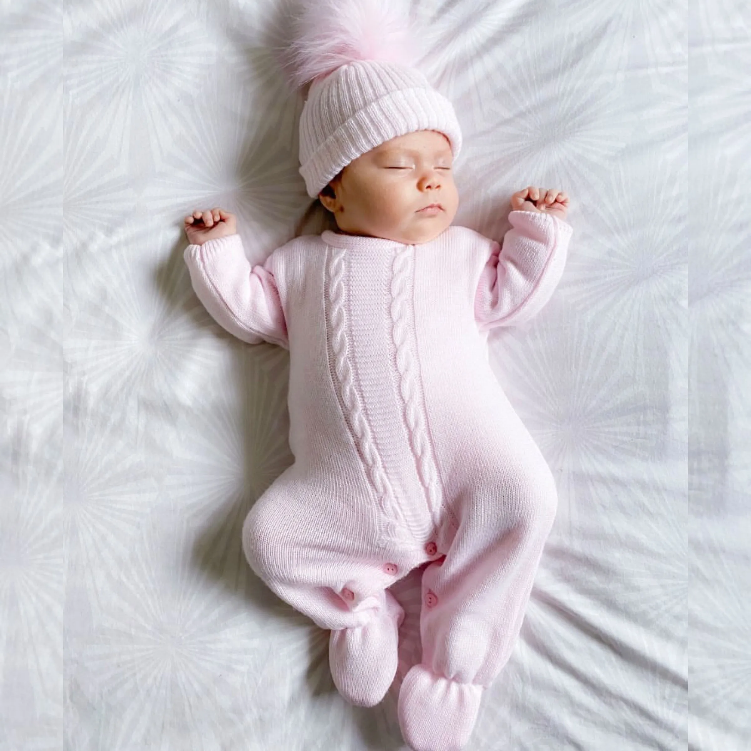 Pink Cable Knitted Onesie