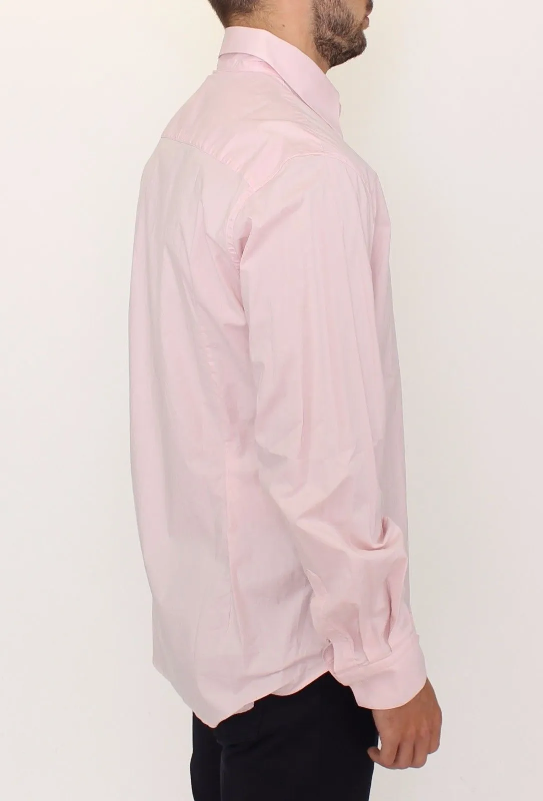 Pink Cotton Casual Long Sleeve Long Shirt