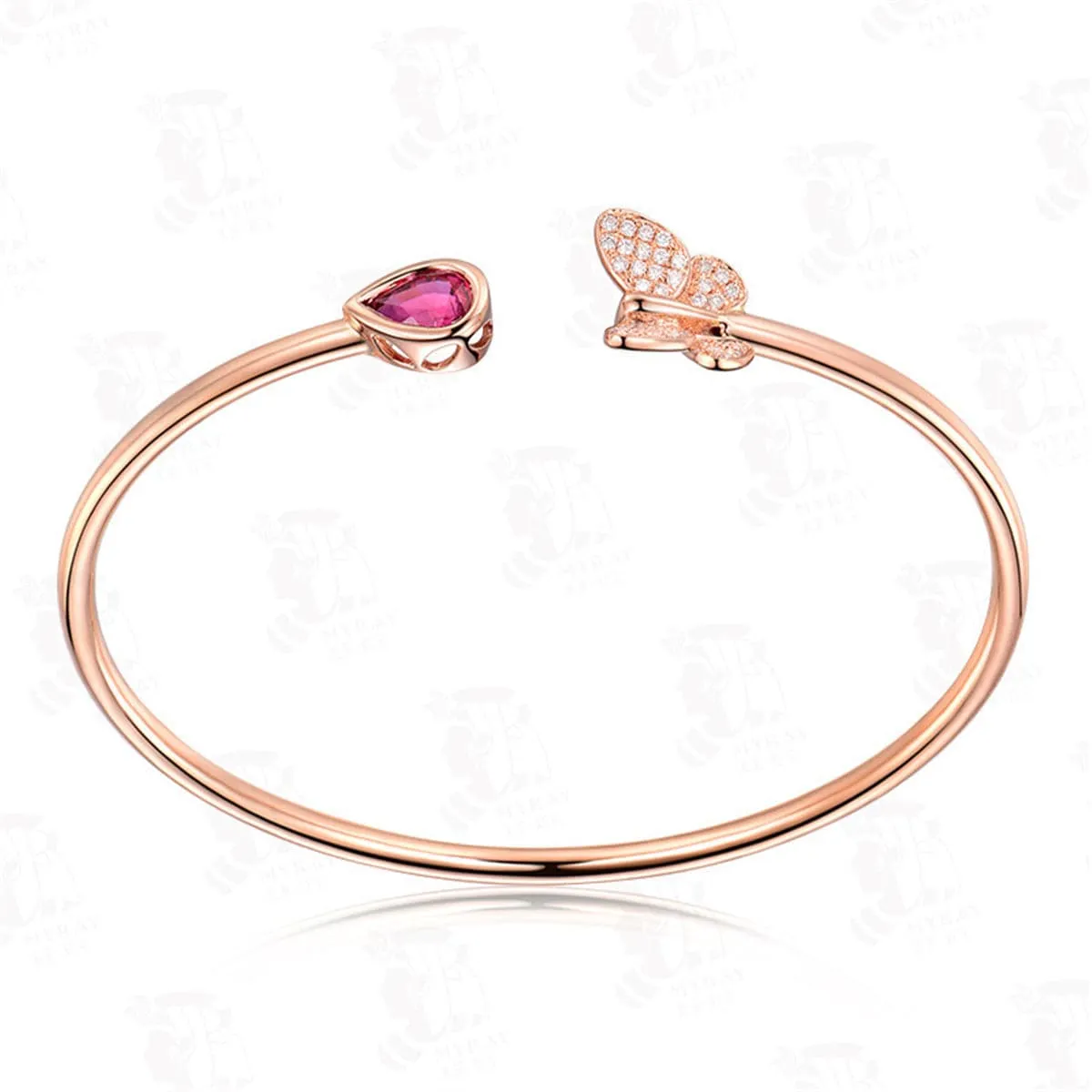 Pink Crystal & Cubic Zirconia Butterfly Cuff