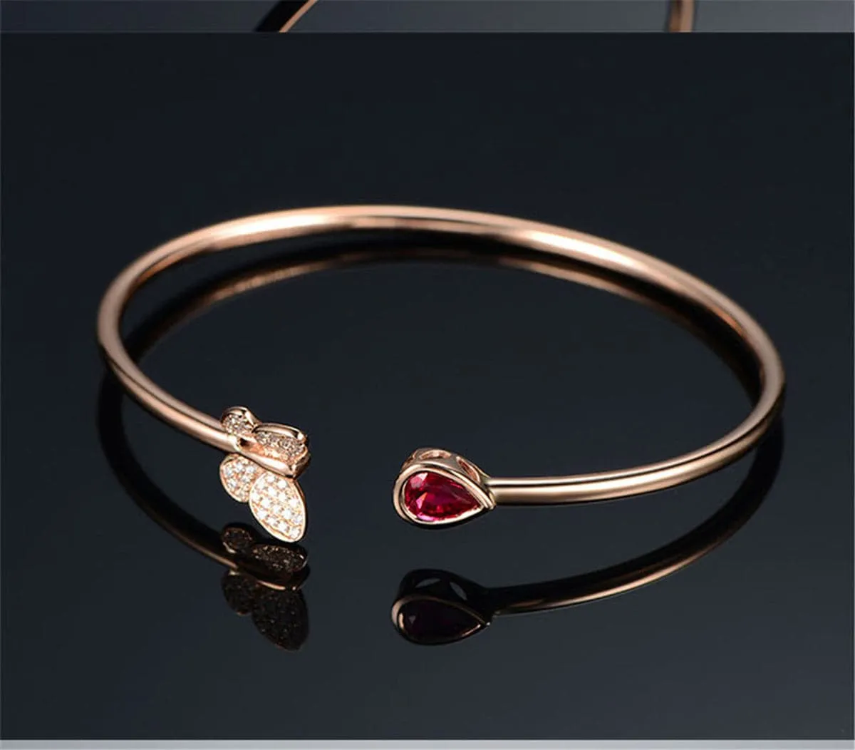 Pink Crystal & Cubic Zirconia Butterfly Cuff
