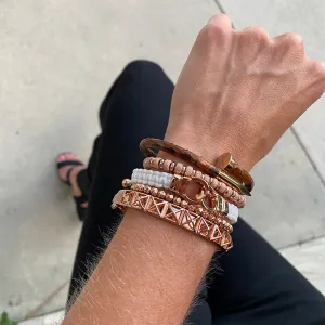 Pink Gold Studs Beaded Bracelet Combination