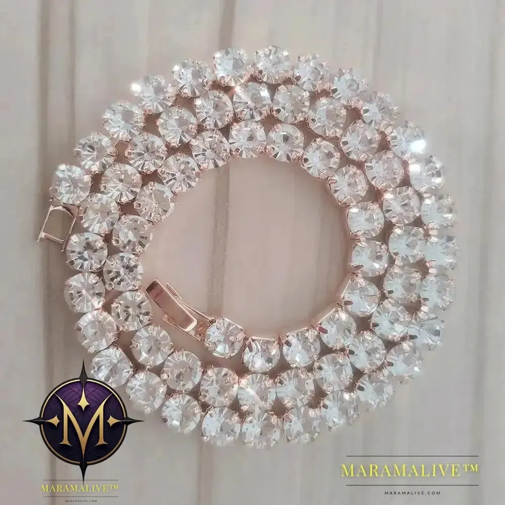 Pink Tennis Chain Necklace Men Gold Silver-plated Vintage Charm Black Crystal Rhinestone Choker Necklace Women Jewelry