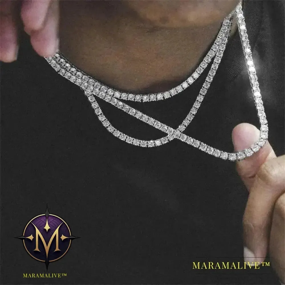 Pink Tennis Chain Necklace Men Gold Silver-plated Vintage Charm Black Crystal Rhinestone Choker Necklace Women Jewelry