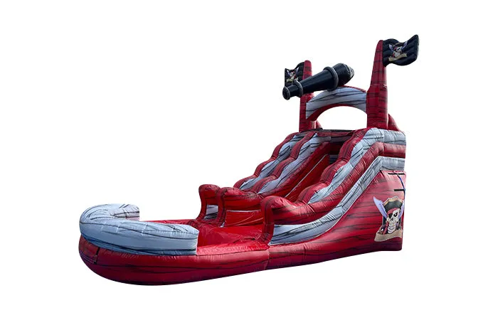 Pirate Red and Grey Marble Inflatable Water Slide - 13 FT
