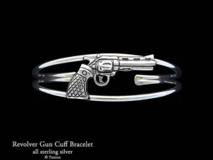 Pistol Jewelry Revolver Cuff Bracelet Sterling Silver