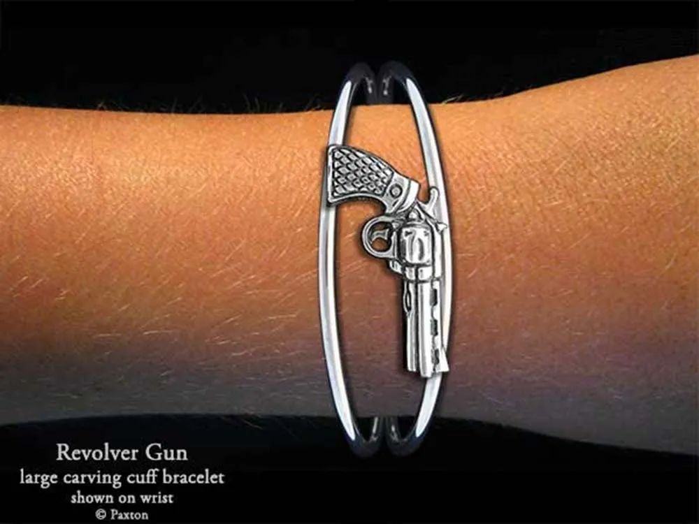 Pistol Jewelry Revolver Cuff Bracelet Sterling Silver