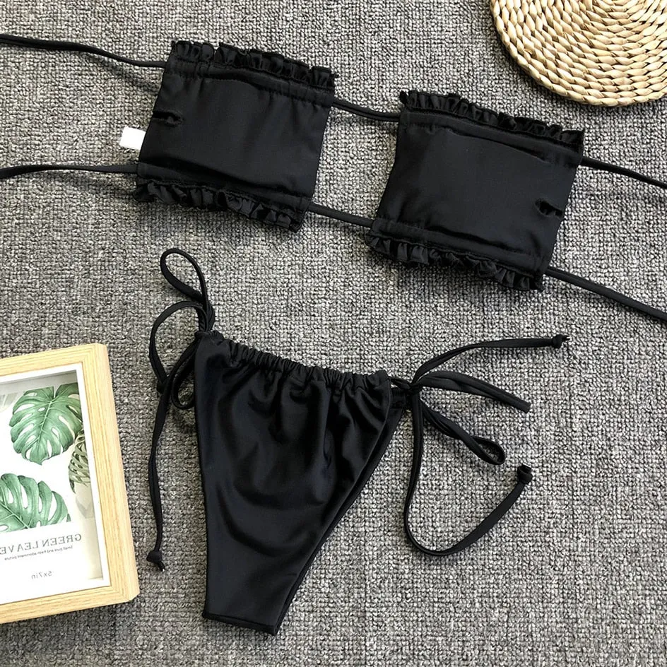Pleated Bandeau Swimsuit