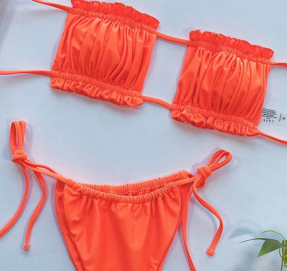 Pleated Bandeau Swimsuit