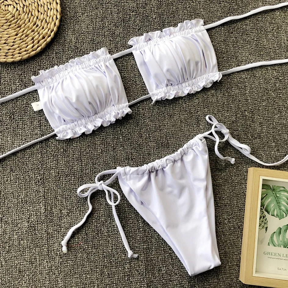 Pleated Bandeau Swimsuit