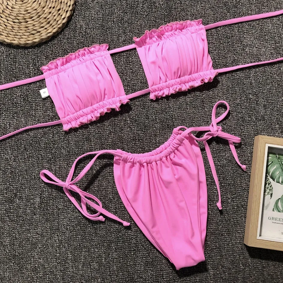 Pleated Bandeau Swimsuit