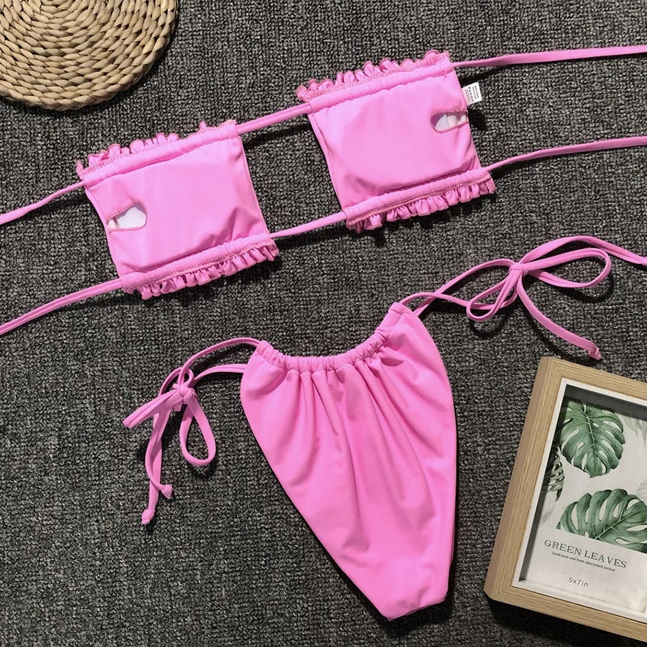 Pleated Bandeau Swimsuit