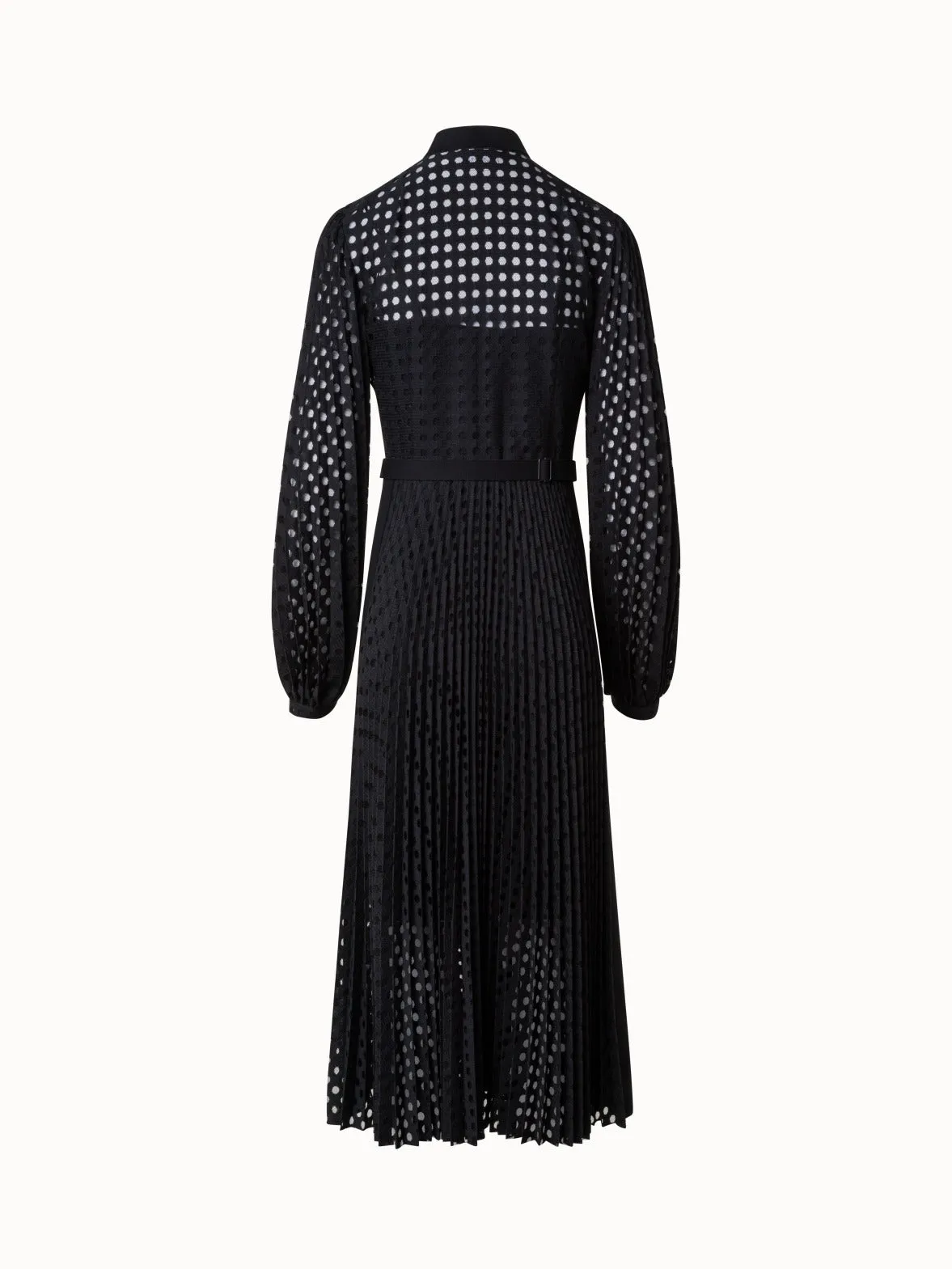 Plisse Midi Dress with Volume Sleeves