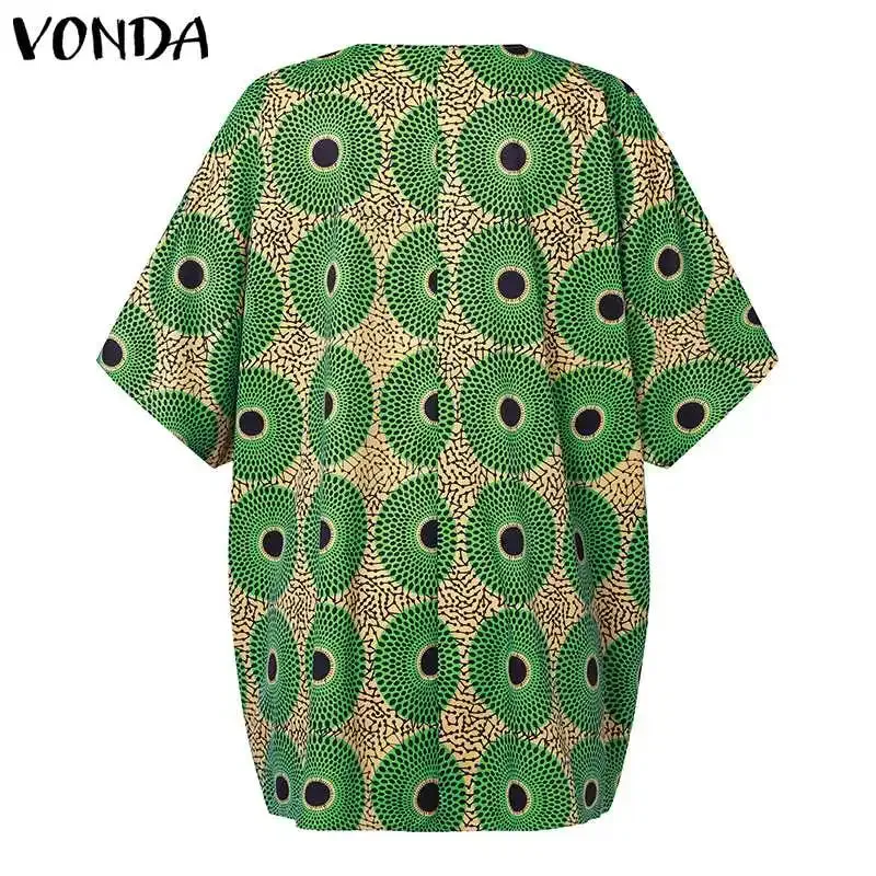 Plus Size Bohemian Printed Bat Sleeve Casual Loose Blouse