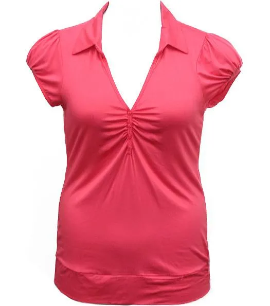 Plus Size Simple Collar Cute Pink Blouse