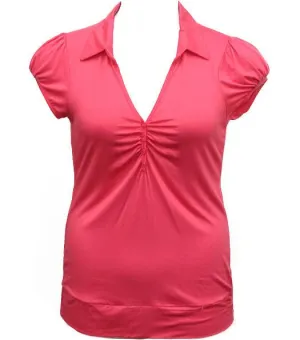Plus Size Simple Collar Cute Pink Blouse