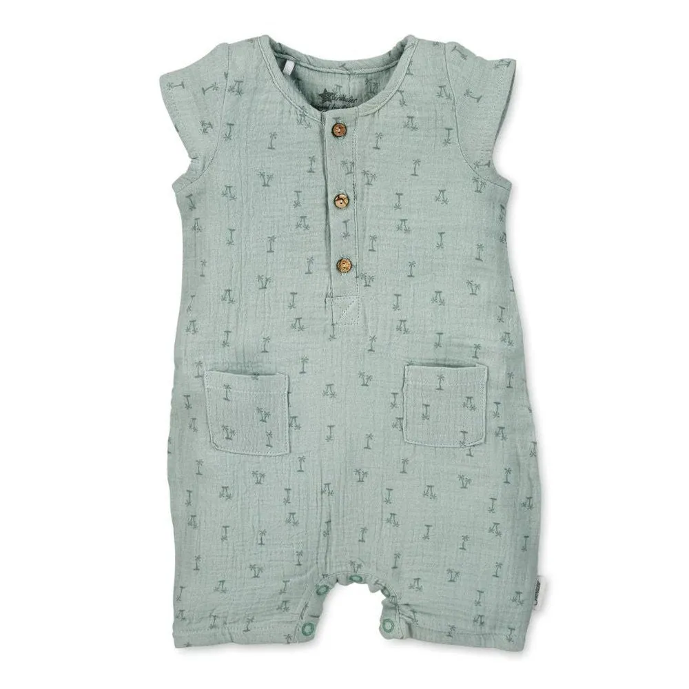 Pocket Muslin Playsuit - Palm