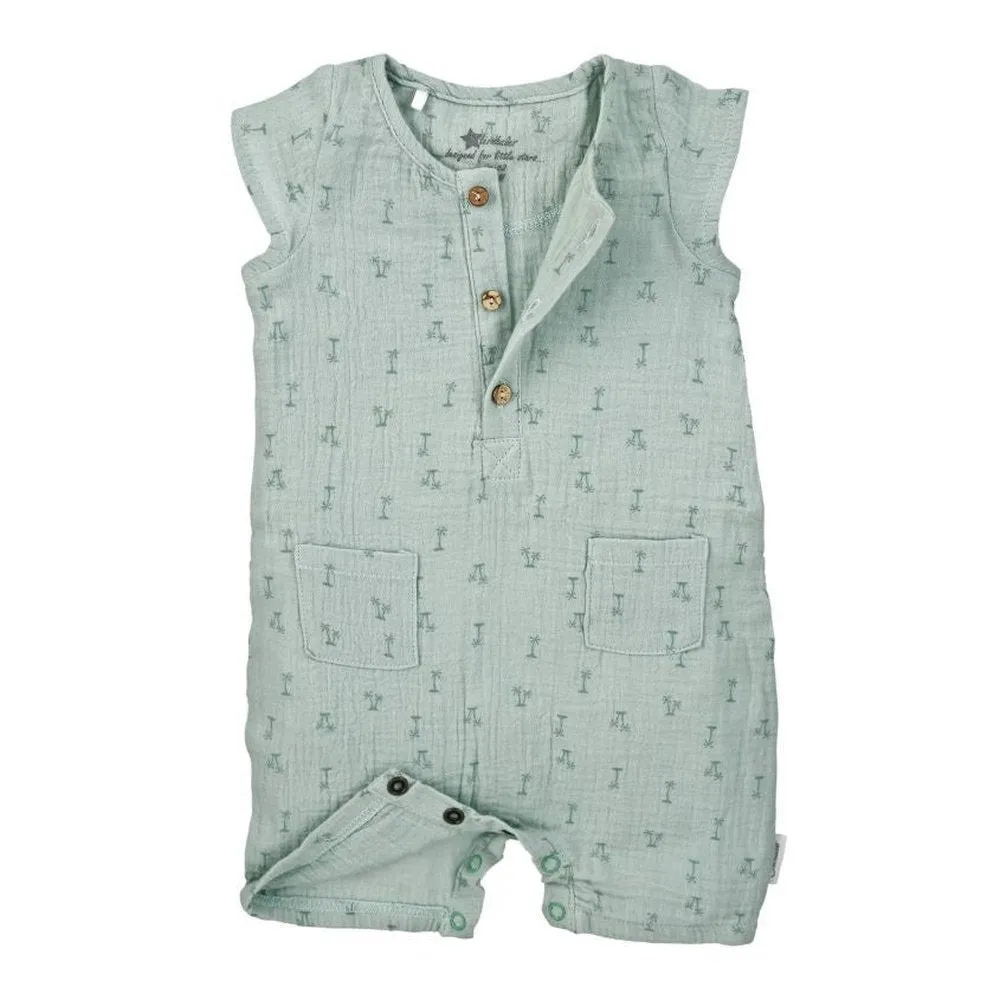 Pocket Muslin Playsuit - Palm