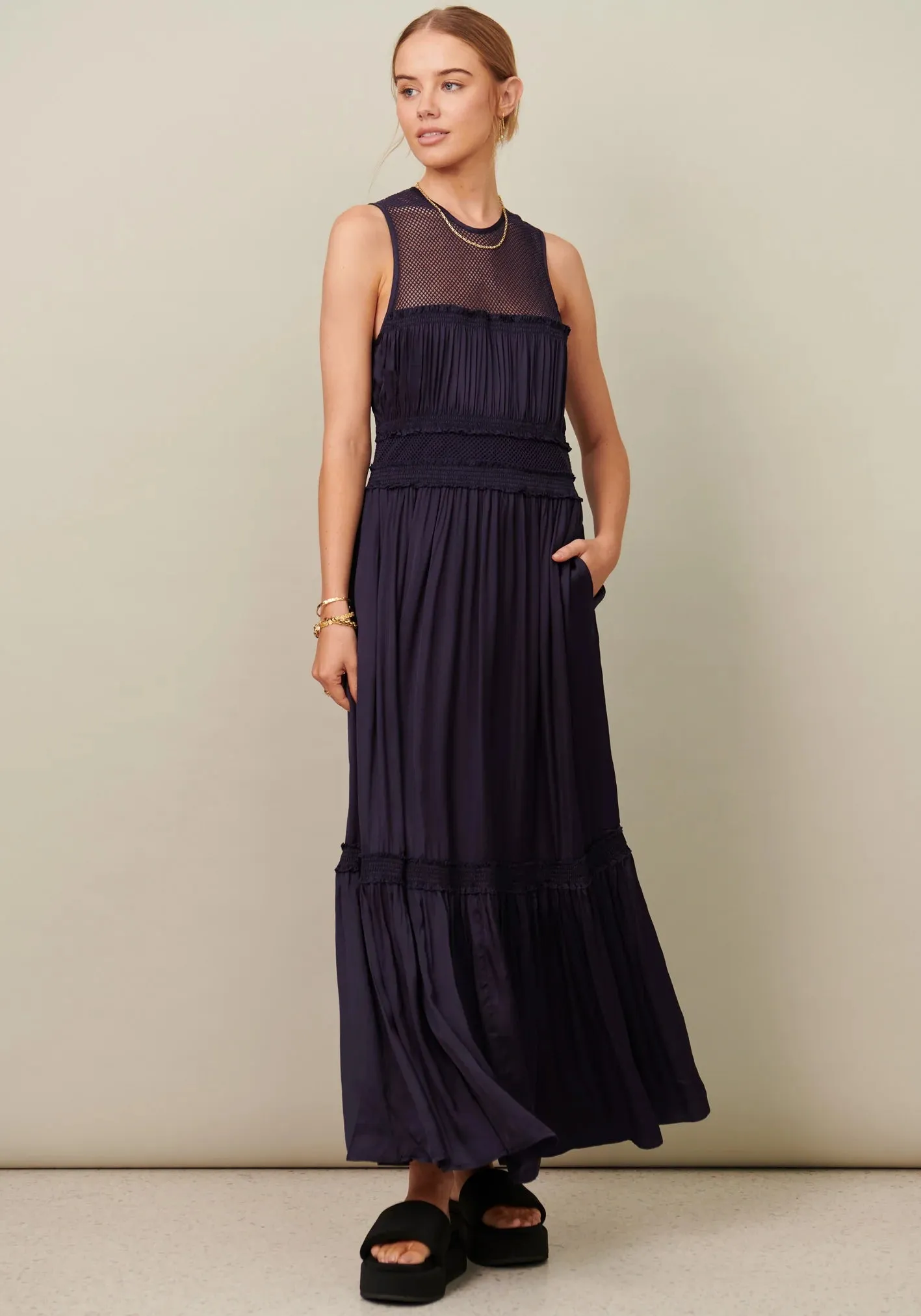 Pol Clothing  Clothing - Lara Tiered Dress – Ink
