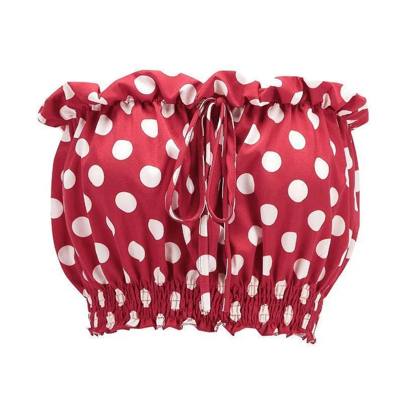 Polka Dot Ruffle Tube Top