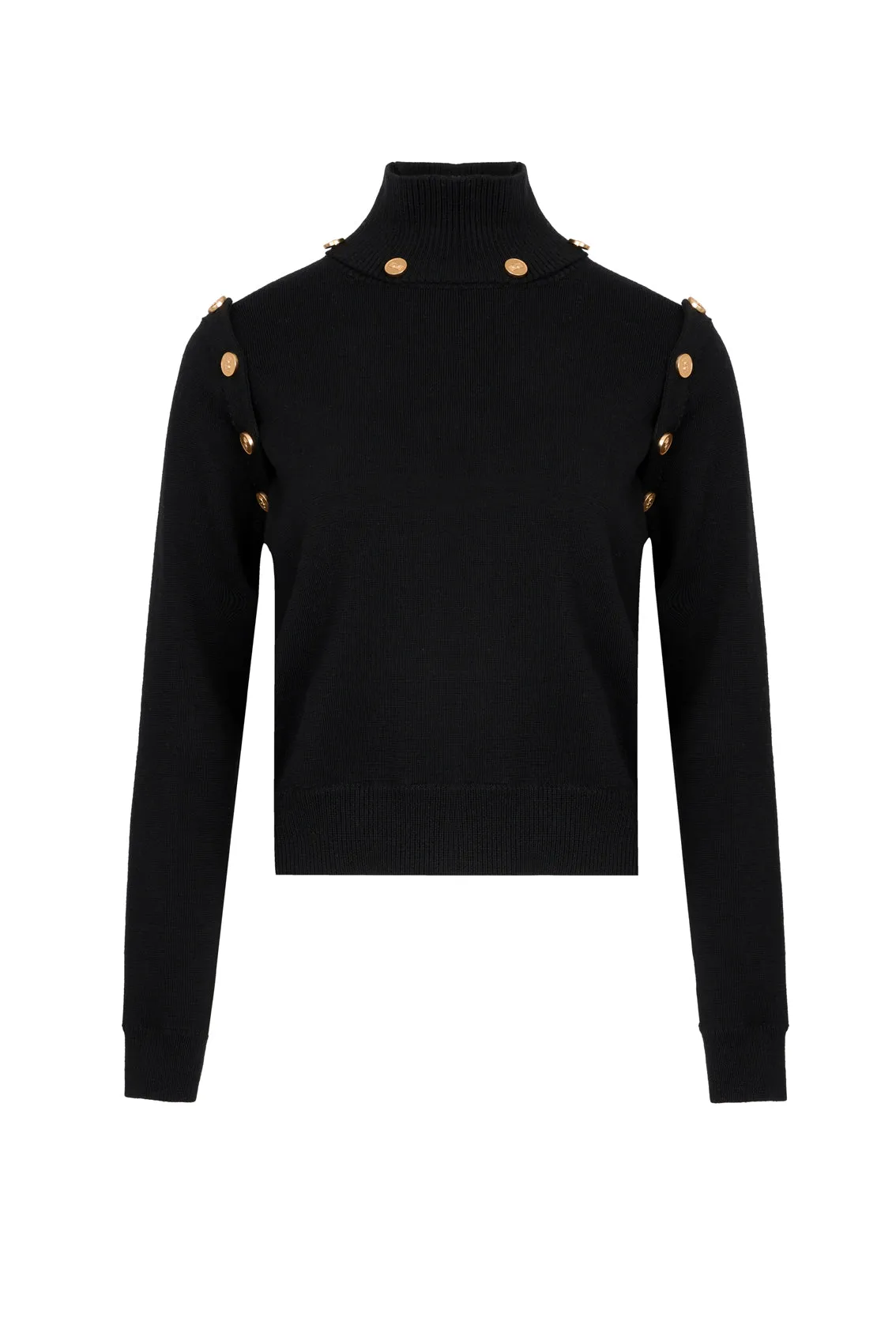 PORTS 1961 GOLD LOGO BUTTON KNITWEAR IN BLACK