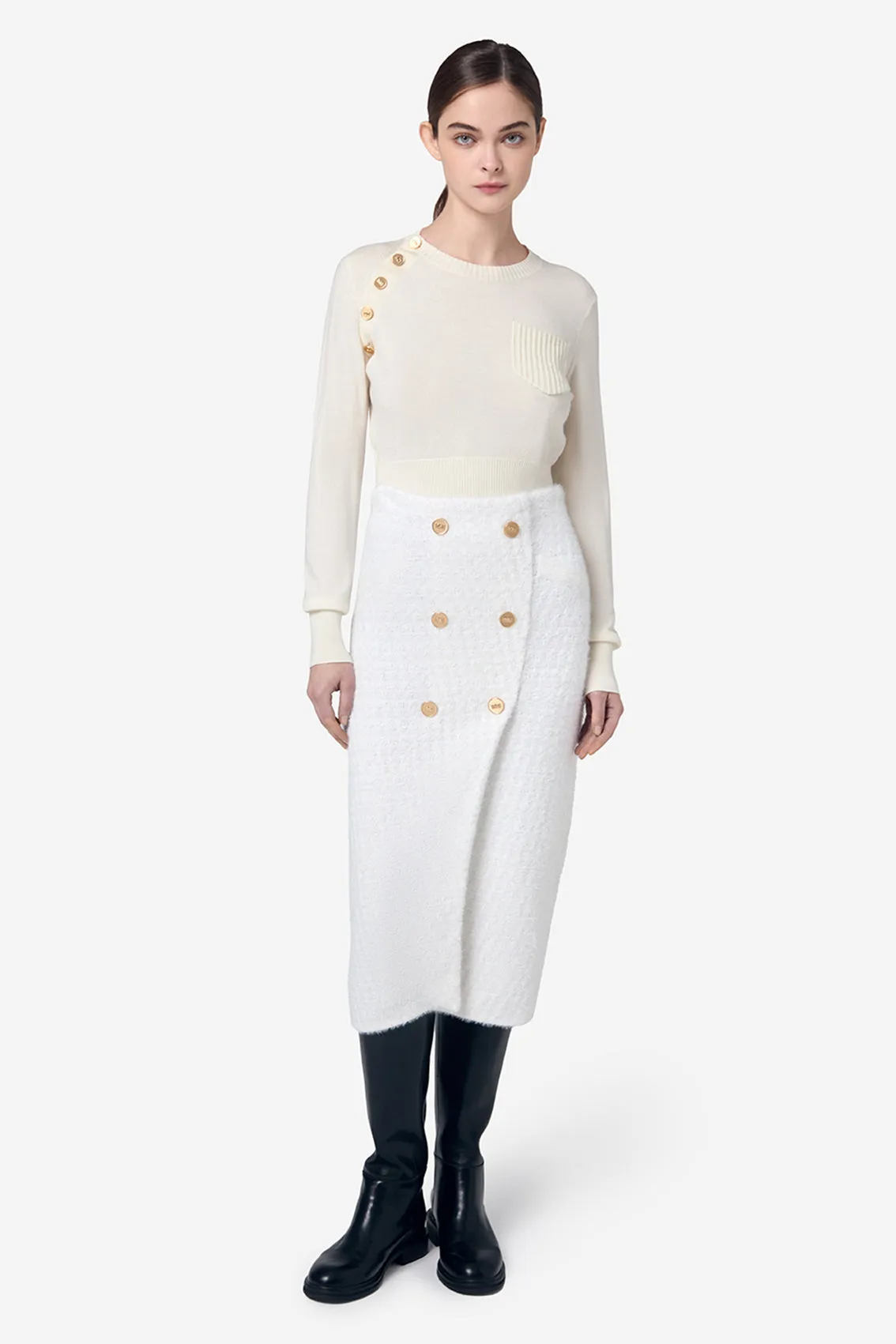 PORTS 1961 GOLD LOGO BUTTON KNITWEAR