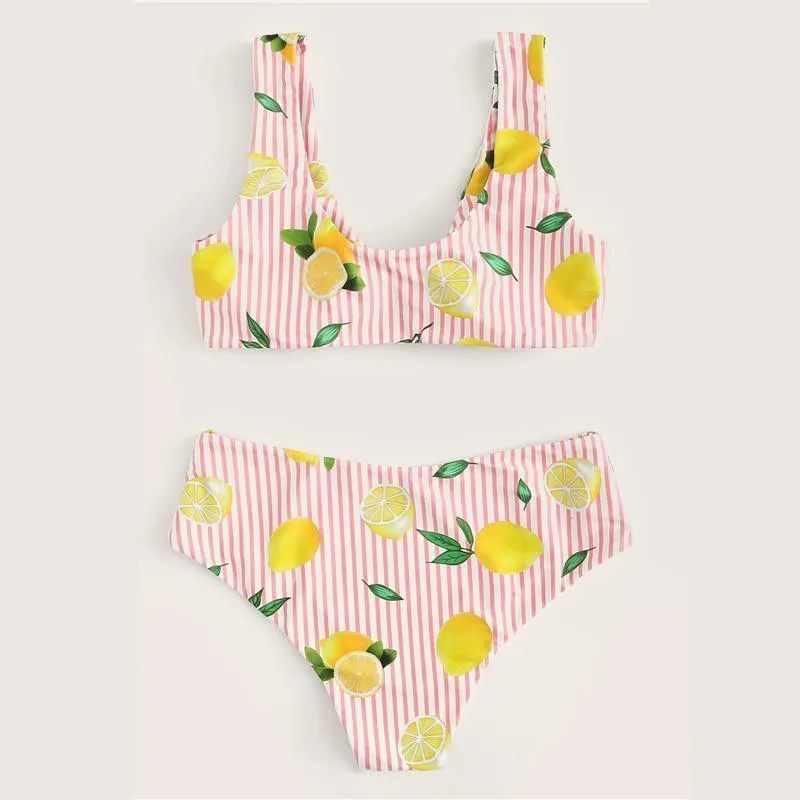 Print Knot Bikini Set Women Swimwear Sexy Beachwear Bathing Suit B035