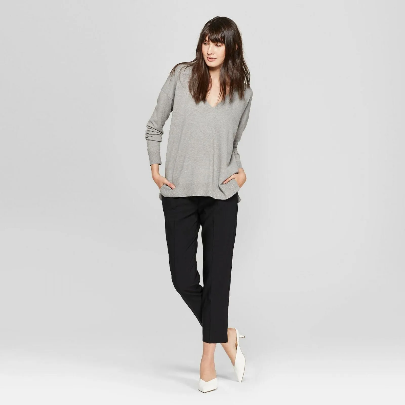 Prologue Women's Long Sleeve V-Neck Pullover Sweater