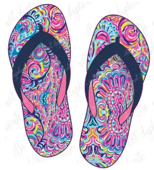Psychedelic Sunshine Flip Flops Heat Transfer