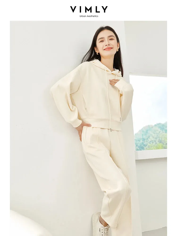 Pullover Hooded Sweatshirt & Elastic Waist Pant Sets Winter Casual Wear