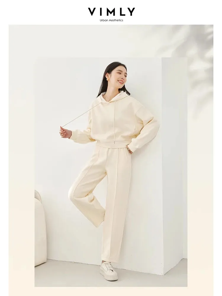 Pullover Hooded Sweatshirt & Elastic Waist Pant Sets Winter Casual Wear