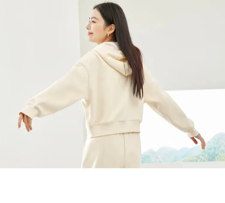 Pullover Hooded Sweatshirt & Elastic Waist Pant Sets Winter Casual Wear