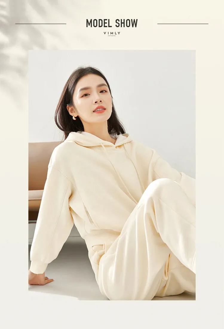 Pullover Hooded Sweatshirt & Elastic Waist Pant Sets Winter Casual Wear