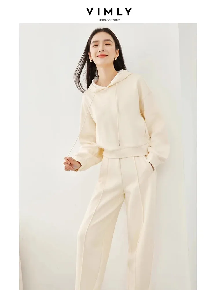 Pullover Hooded Sweatshirt & Elastic Waist Pant Sets Winter Casual Wear