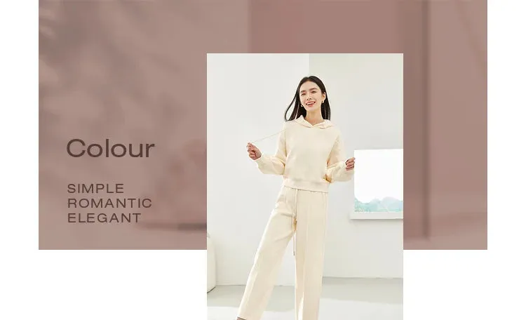 Pullover Hooded Sweatshirt & Elastic Waist Pant Sets Winter Casual Wear