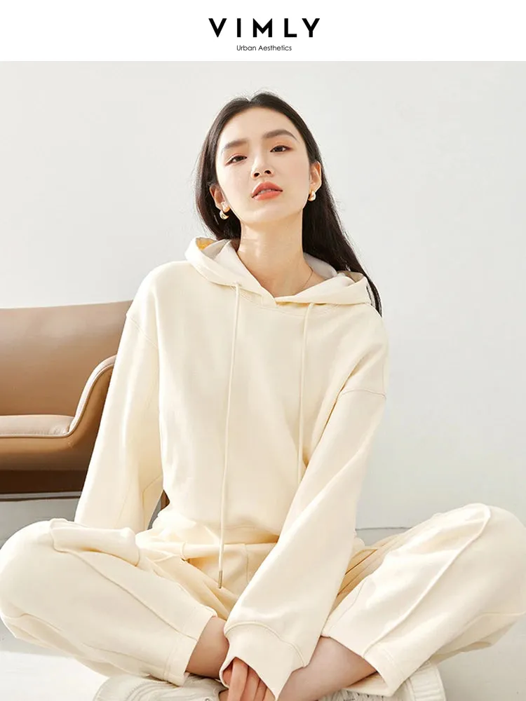 Pullover Hooded Sweatshirt & Elastic Waist Pant Sets Winter Casual Wear