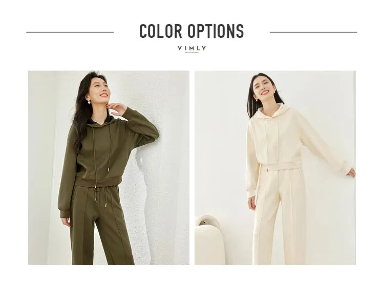 Pullover Hooded Sweatshirt & Elastic Waist Pant Sets Winter Casual Wear